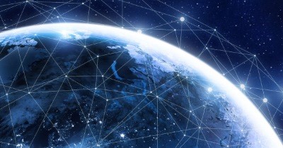 Ariel view of planet with constellation grid